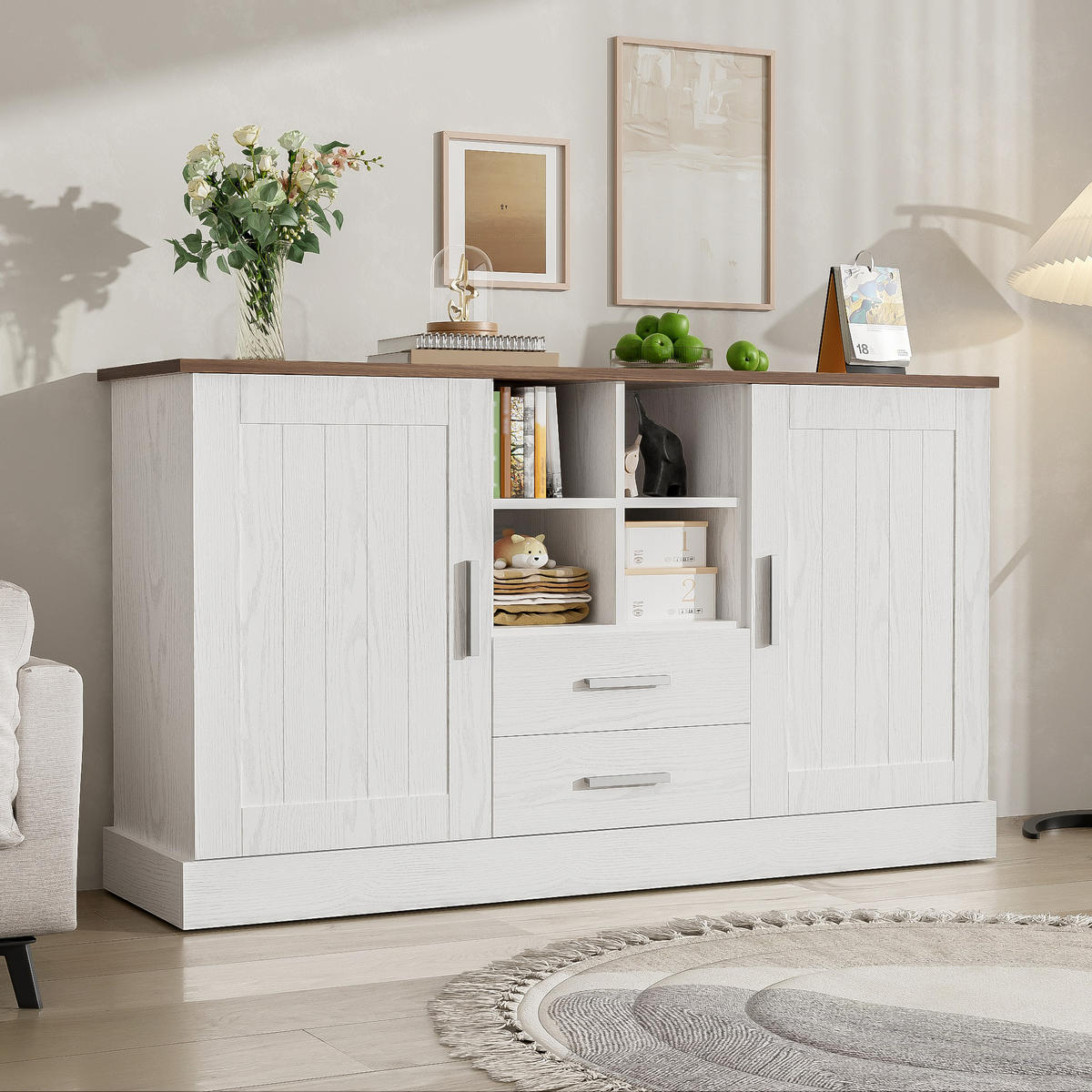 SIDEBOARD 140x40x79 cm 2 Türen 2 Schubladen - Braun, Holzwerkstoff (140/79.5/40cm) - LEBENLANG