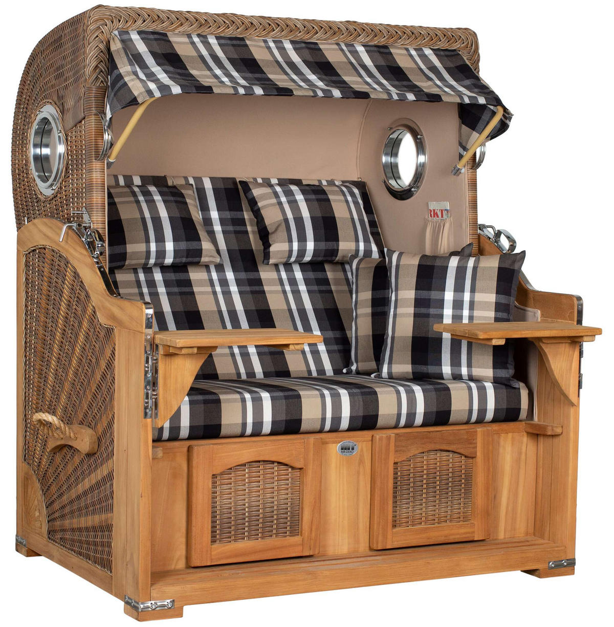 STRANDKORB XXL Düne Grande Teak Banana - Braun, Metall (142/170/95cm) - Mr. Deko
