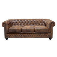 3-SITZER SOFA CHESTERFIELD Microfaser Braun 205 cm - Braun, Holz/Textil (205/73/85cm) - riess-ambiente