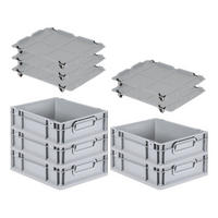 EUROBOX 5x Nextgen Economy Mit Auflagedeckel Grau/Schwarz Griffe Geschlossen - Schwarz, Kunststoff (30/12/40cm) - PROREGAL