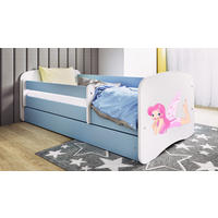 KINDERBETT Fee mit Flügeln 70x140 cm mit Schublade, Rausfallschutz & Lattenrost, Blau - Blau, Holzwerkstoff (70/140cm) - RAUMHIRSCH FURNITURE