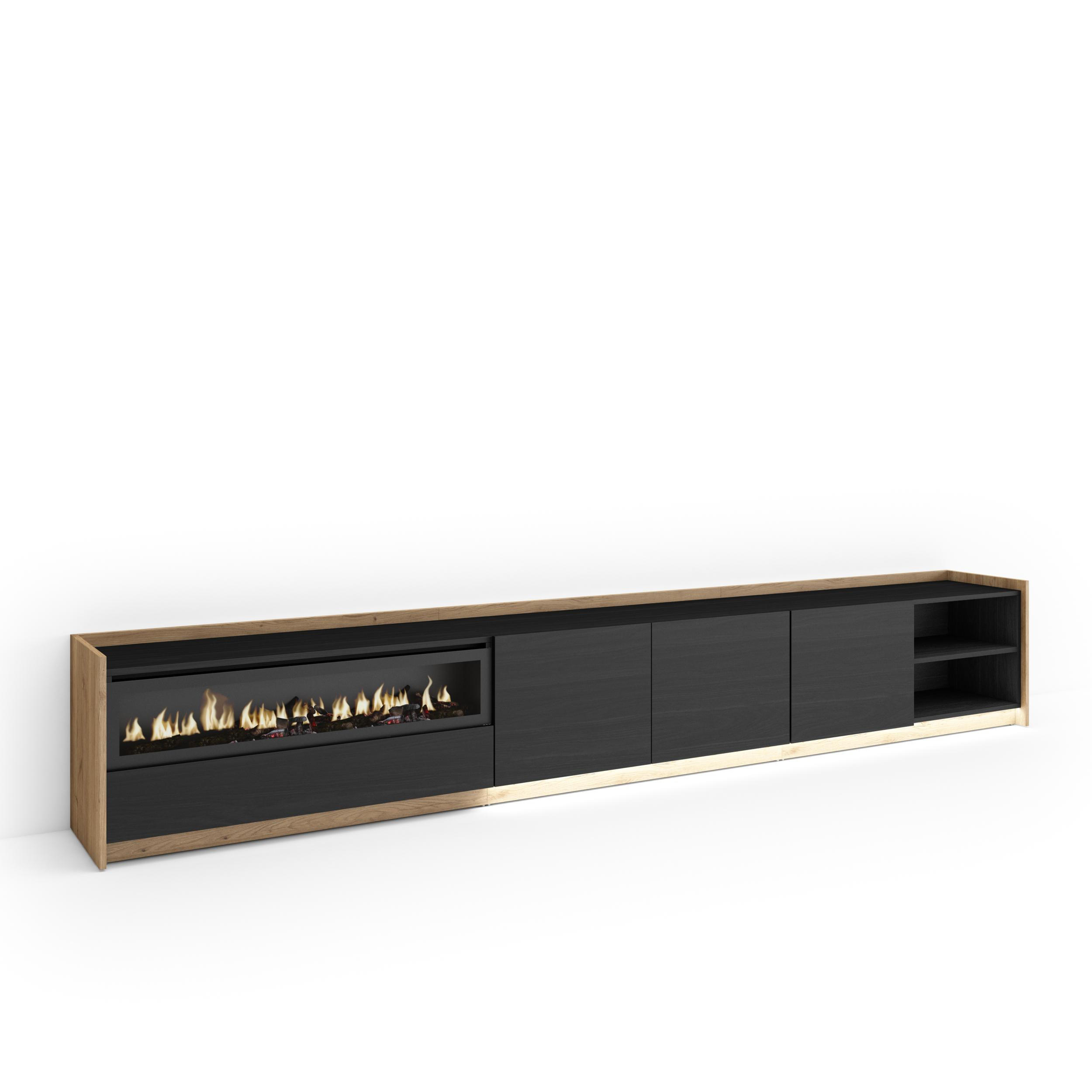 Skraut Home Lowboard, Schwarz 310x50x37 cm