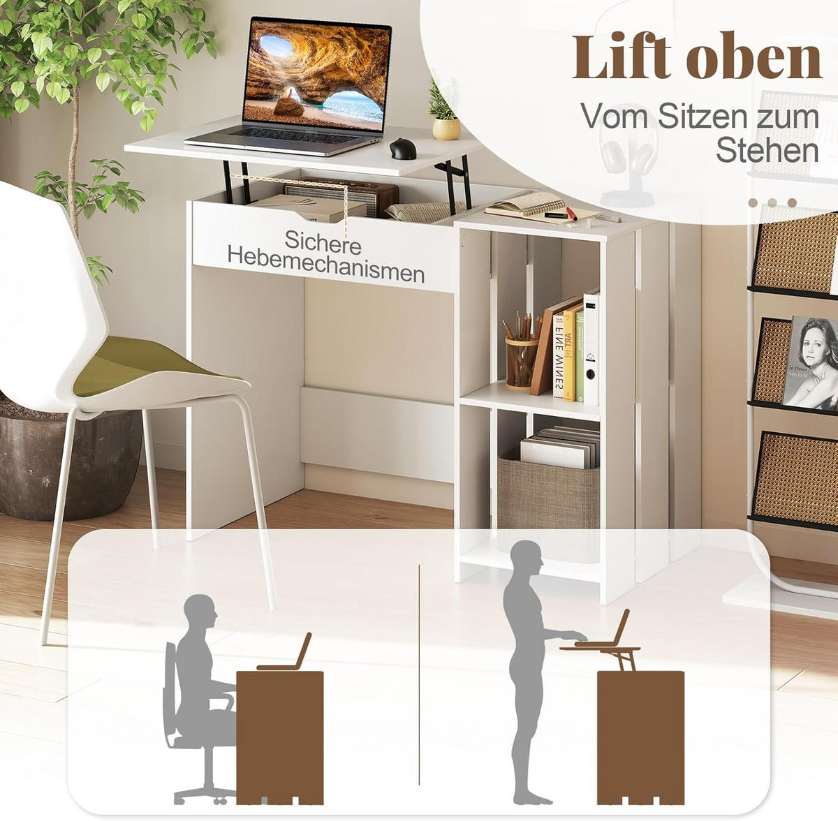 DATORBORD vitt - Vit, Träbaserade material (49/100/75cm) - COSTWAY
