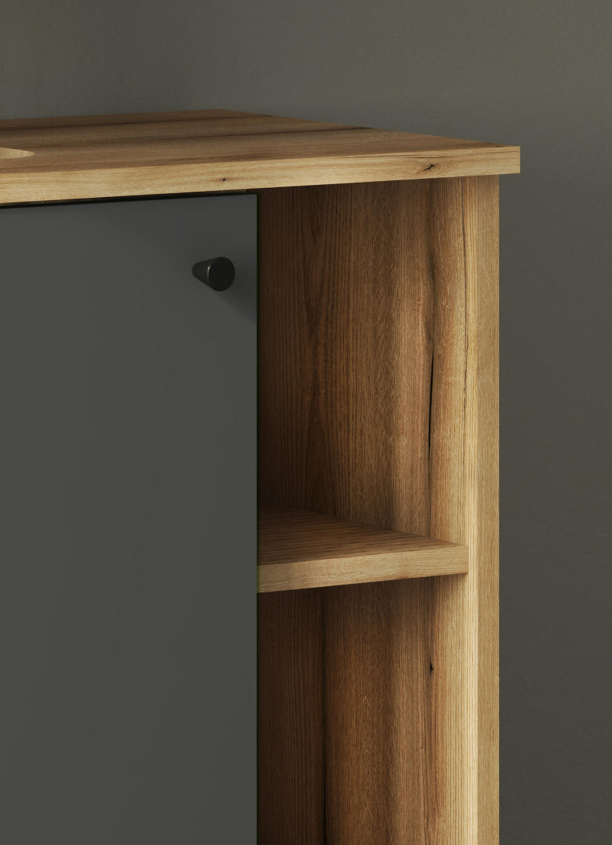 BADMÖBEL-SET 3-teilig grau, Evoke Eiche, Badkombination 121 x 190 cm - Eichefarben/Grau, Glas/Holzwerkstoff (121/190/33cm) - Furn.Design