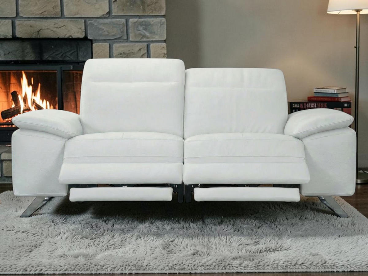 2-SITZER Sofa Genius Echtleder mit 2 x Relaxfunktion Weiß - Weiß, Leder/Metall (180/80/104cm)