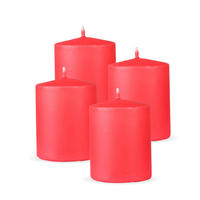 STUMPENKERZEN 4er Pack "Rot", Größe Ø7cm x Höhe: 8 cm - Rot, Naturmaterialien (7/8cm) - Bestlivings