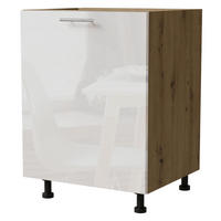 KÜCHENUNTERSCHRANK Essen D1D/60 Weiß Hochglanz / Eiche Artisan Matt 60 / 50 / 82cm - Weiß Hochglanz/Eiche Artisan, Holz/Holzwerkstoff (60/82/50cm) - Feldmann-Wohnen