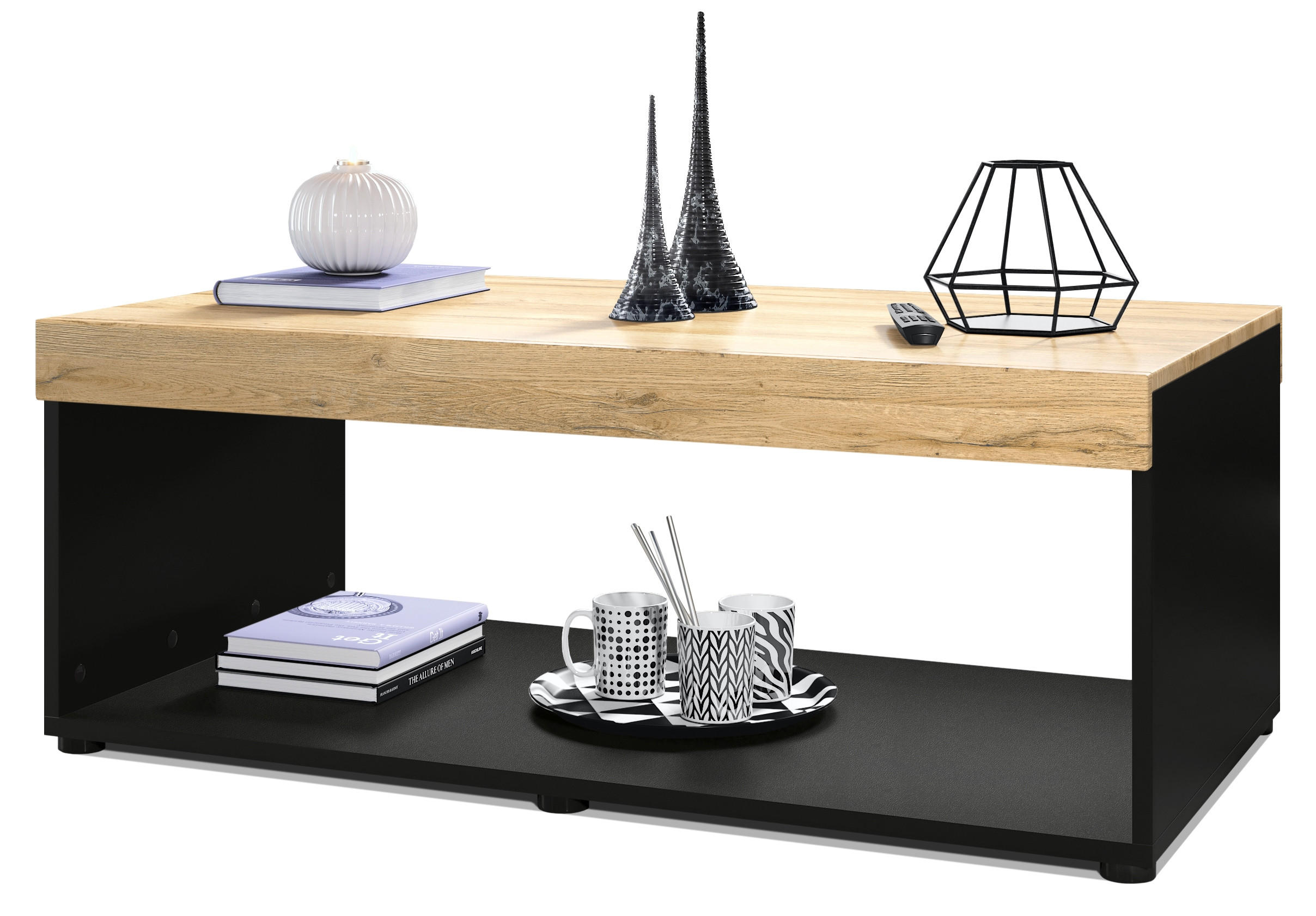 COUCHTISCH Pure Tischplatte und Blenden in Eiche Natur - Eichefarben, Holzwerkstoff (58/104/40.5cm) - Vladon