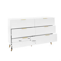 SIDEBOARD 120/40/77 cm mit 6 Schubladen in Weiß und Gold - Weiß, Holzwerkstoff (120/77/40cm) - BEAOK