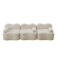 3-SITZER Sofa mit tiefer Sitzfläche, Wellenform und Samtbezug, Beige - Beige, Textil (288/70/98cm) - Redom