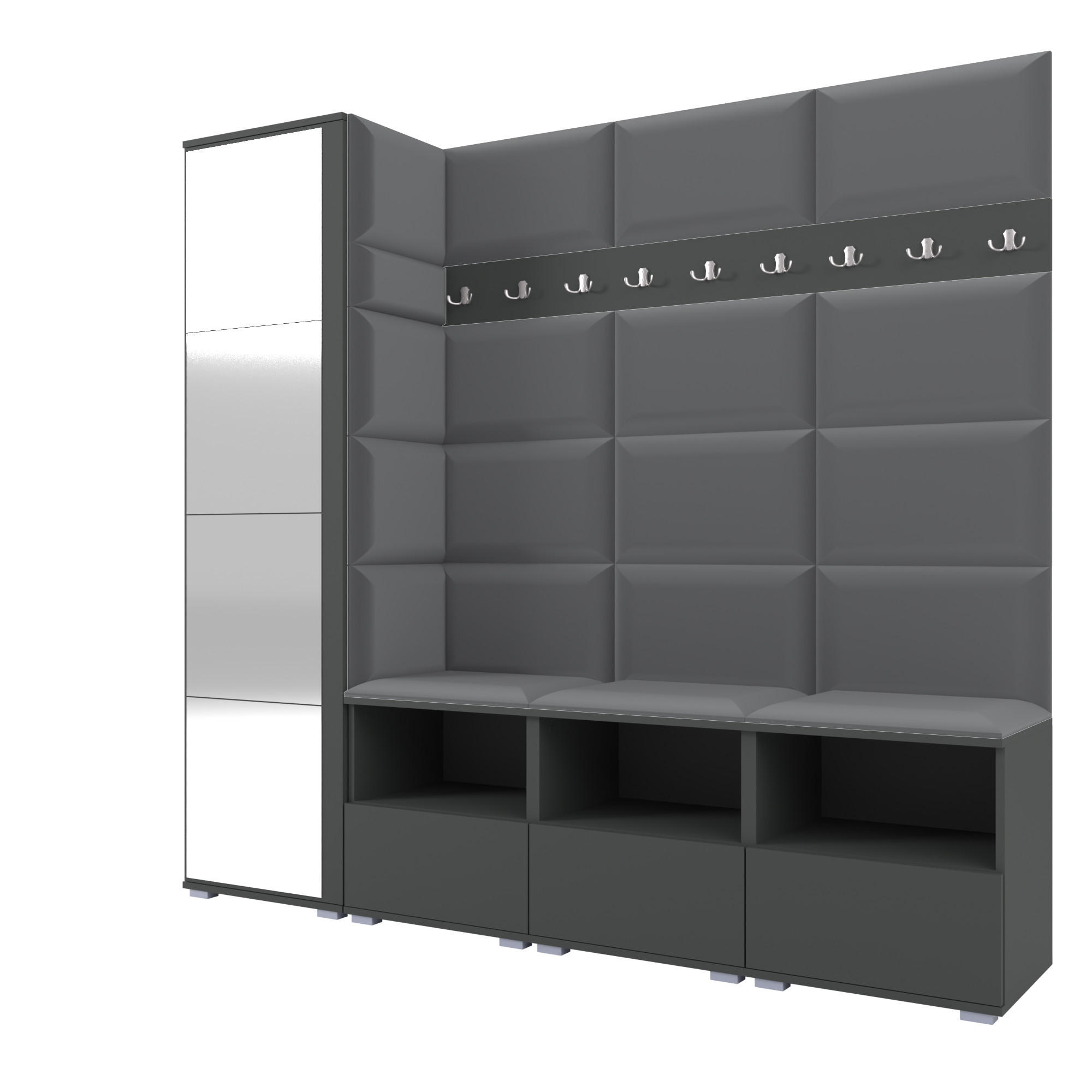 Ravio Garderobe Graphit, Dunkelgrau 200x187x40 cm