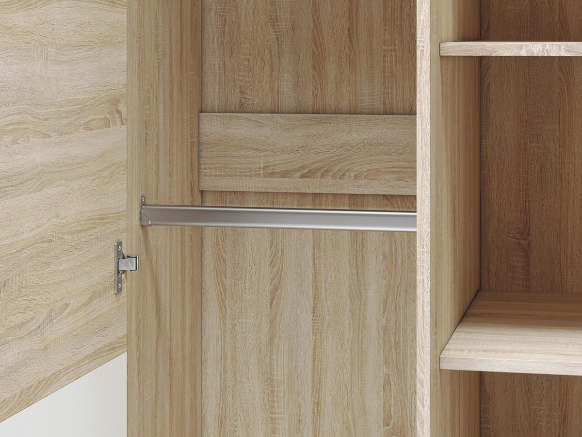KLEIDERSCHRANK Castel Sonoma Eiche / Sonoma EIche Trüffel 92 / 66 / 201cm - Braun/Sonoma Eiche, Holz/Holzwerkstoff (92/201/66cm) - Feldmann-Wohnen