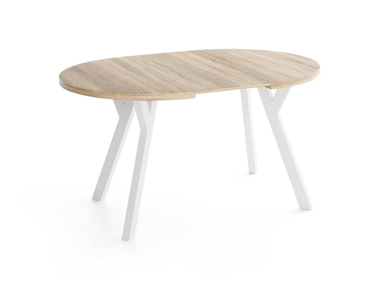 ESSTISCH Vero rund ausziehbar verlängerbar, Eiche Sonoma Hellbraun 80-130/80/77 cm - Braun/Weiß, Holz/Holzwerkstoff (80/130/76.5cm) - WFL GROUP