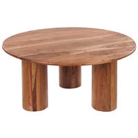 COUCHTISCH Akazienholz hellbraun rund 81 cm Colina - Hellbraun, Holz (81/81/36cm) - Beliani
