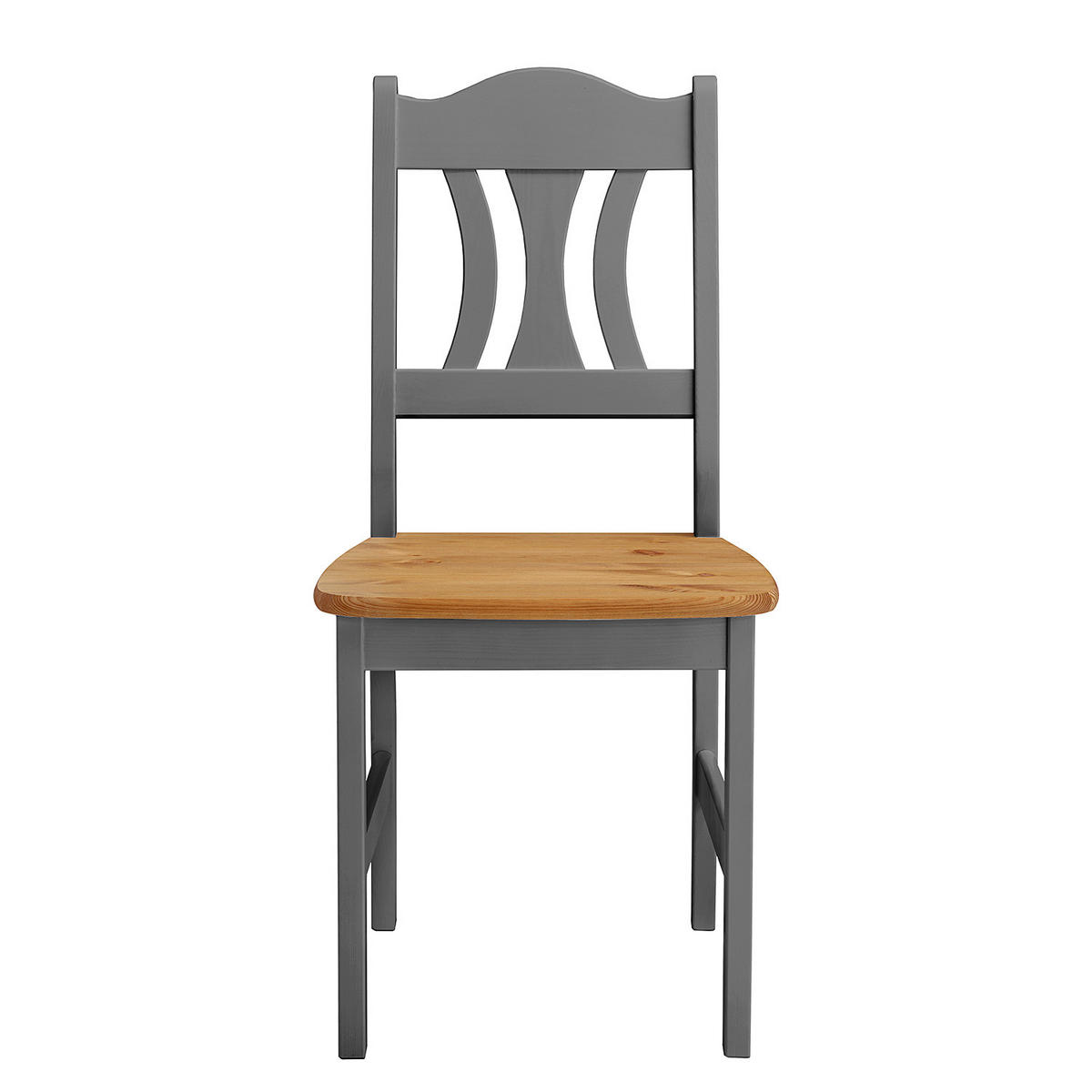 ESSGRUPPE - 5-teilig - Kiefer massiv - Grau/Kieferfarben, Holz (77/77/74cm) - home24