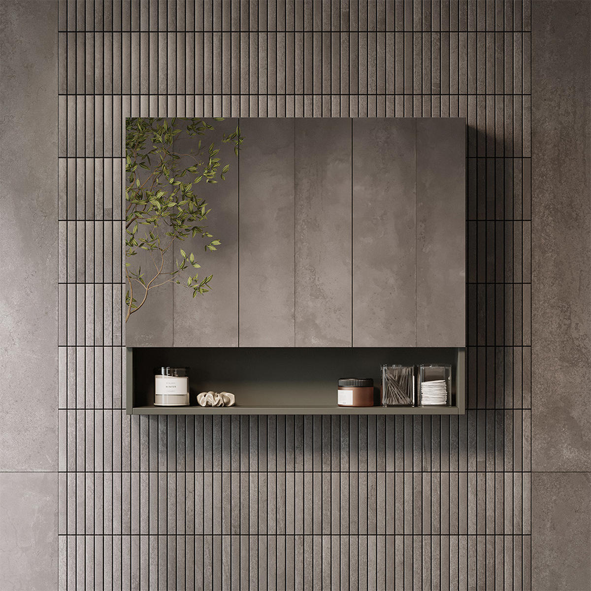 SPIEGELSCHRANK Willow Artisan 80 x 70 cm - Anthrazit/Hellgrau, Holzwerkstoff (80/70/17cm) - Vicco