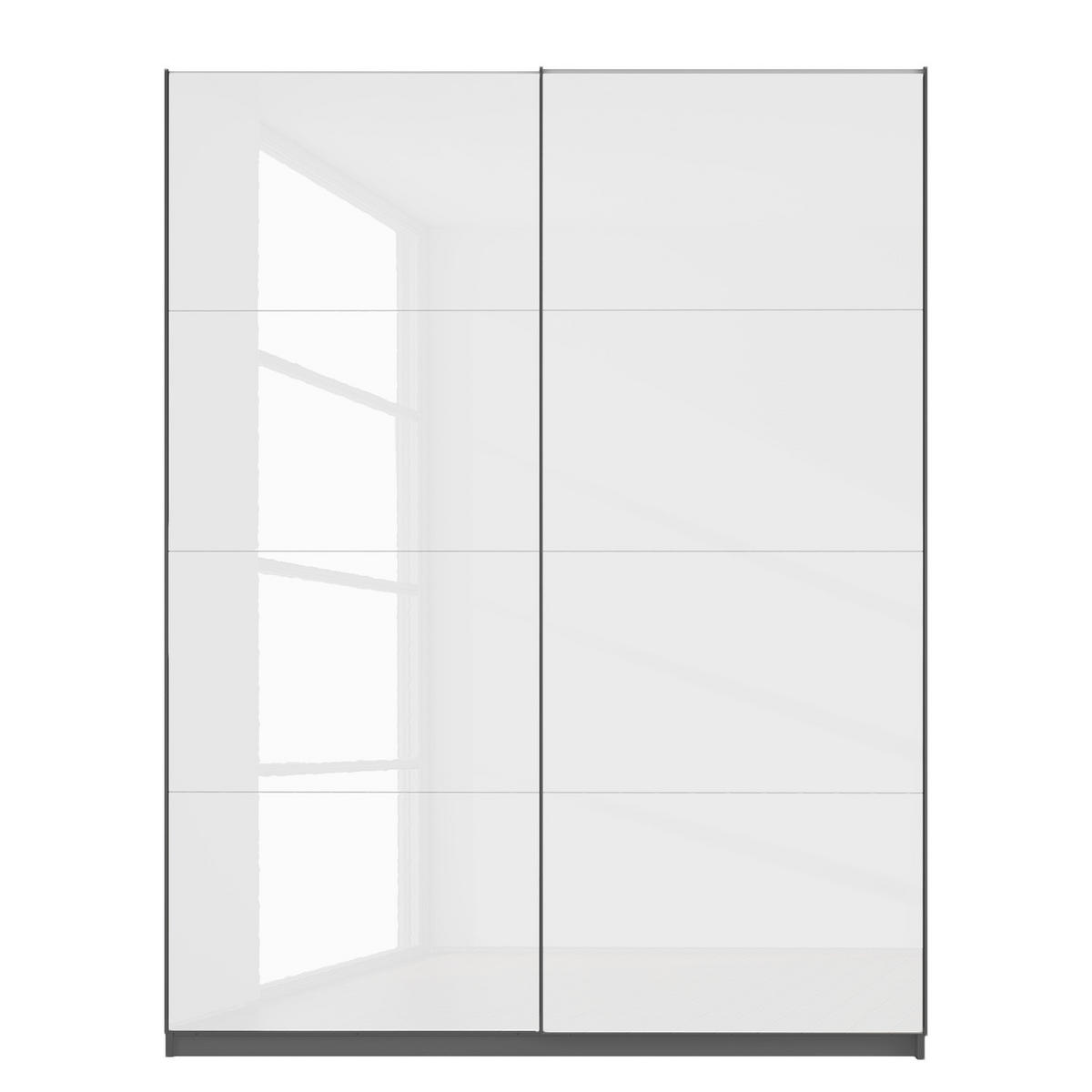 SCHWEBETÜRENSCHRANK - Weiß Hochglanz/Grau, Holzwerkstoff (181/236/68cm) - home24