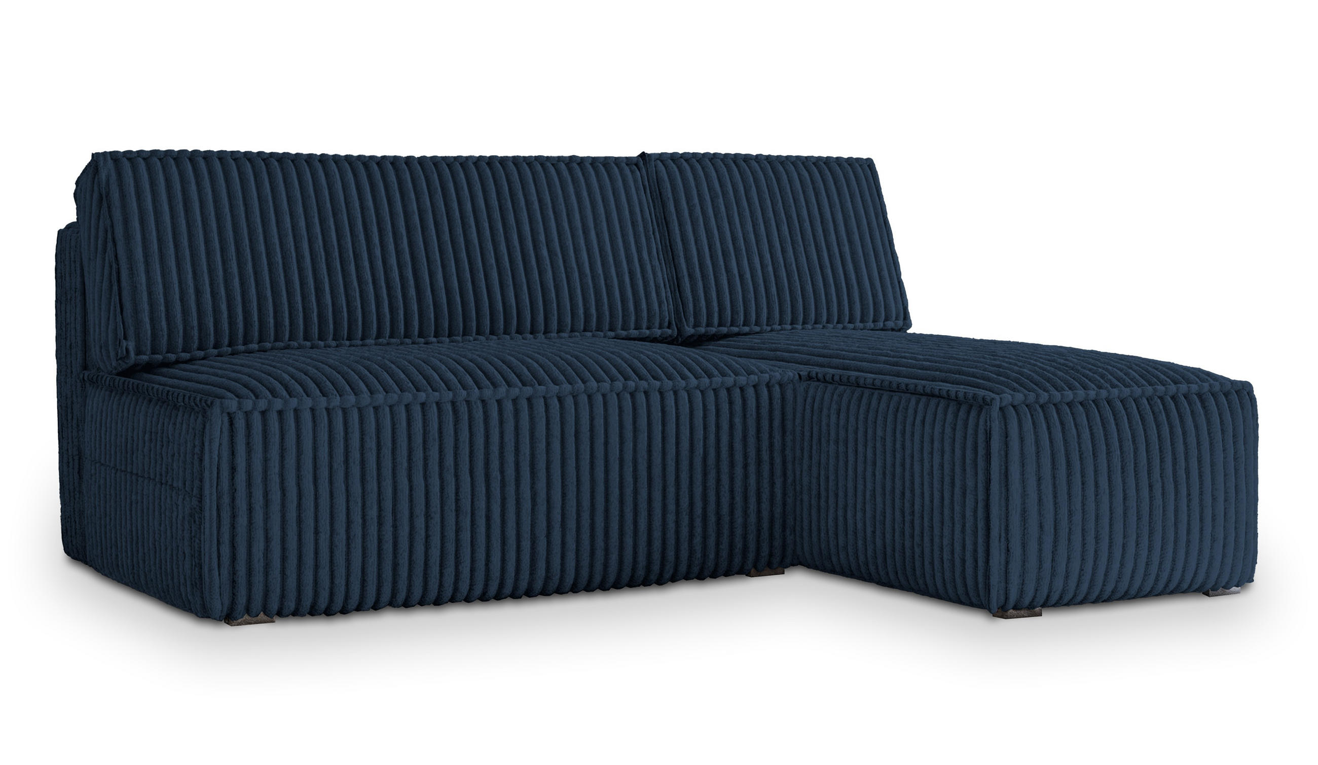 ECKSOFA BRISO T Blau Kordstoff mit Schlaffunktion - Blau, Holz (200/140cm) - MASSENO