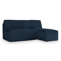 ECKSOFA BRISO T Blau Kordstoff mit Schlaffunktion - Blau, Holz (200/140cm) - MASSENO