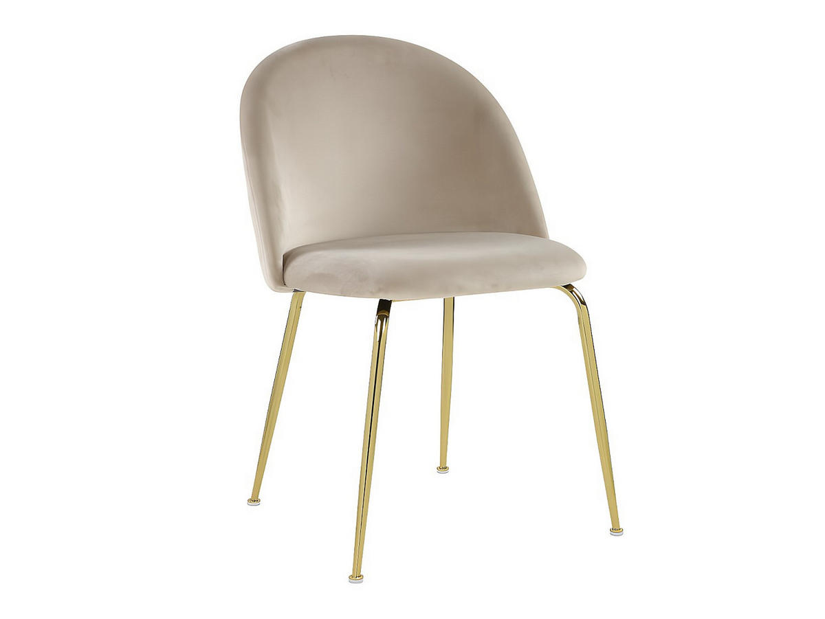 STUHL 6er-Set - Samt & Goldfarbenes Metall - Beige - MELBOURNE - Beige, Textil (55/77/50cm) - Vente-Unique