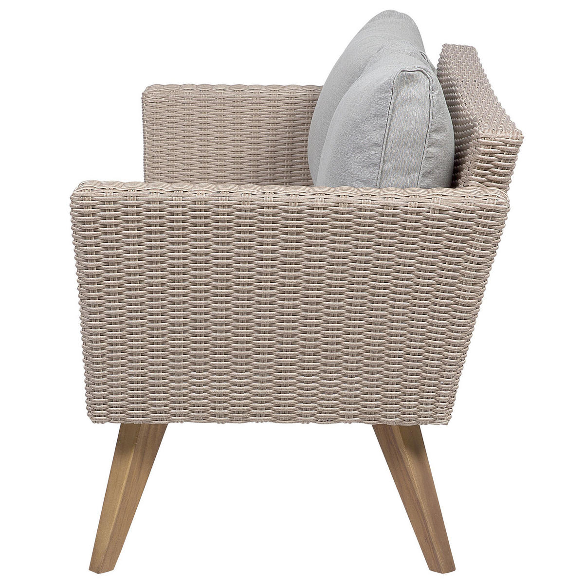 LOUNGE-SET 4-sitzer Rattan Grau Vittoria - Beige, Kunststoff - Beliani