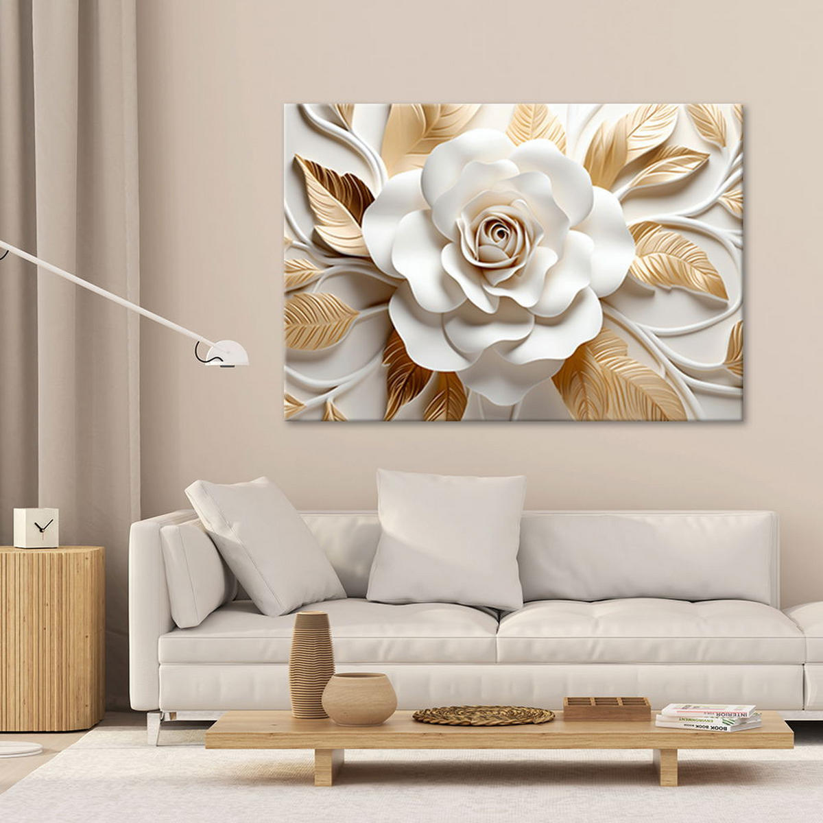 KUNSTDRUCK Weiß 60/40 cm - Weiß, Textil (60/40cm) - KUNSTLOFT