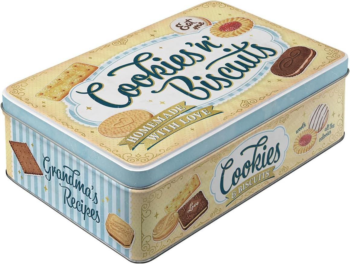 VORRATSDOSE flach Cookies 'n' Biscuits - Multicolor, Metall (23/7/16cm) - Nostalgic-Art
