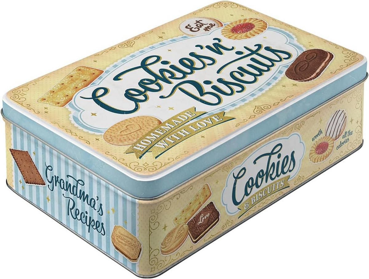 VORRATSDOSE flach Cookies 'n' Biscuits - Multicolor, Metall (23/7/16cm) - Nostalgic-Art
