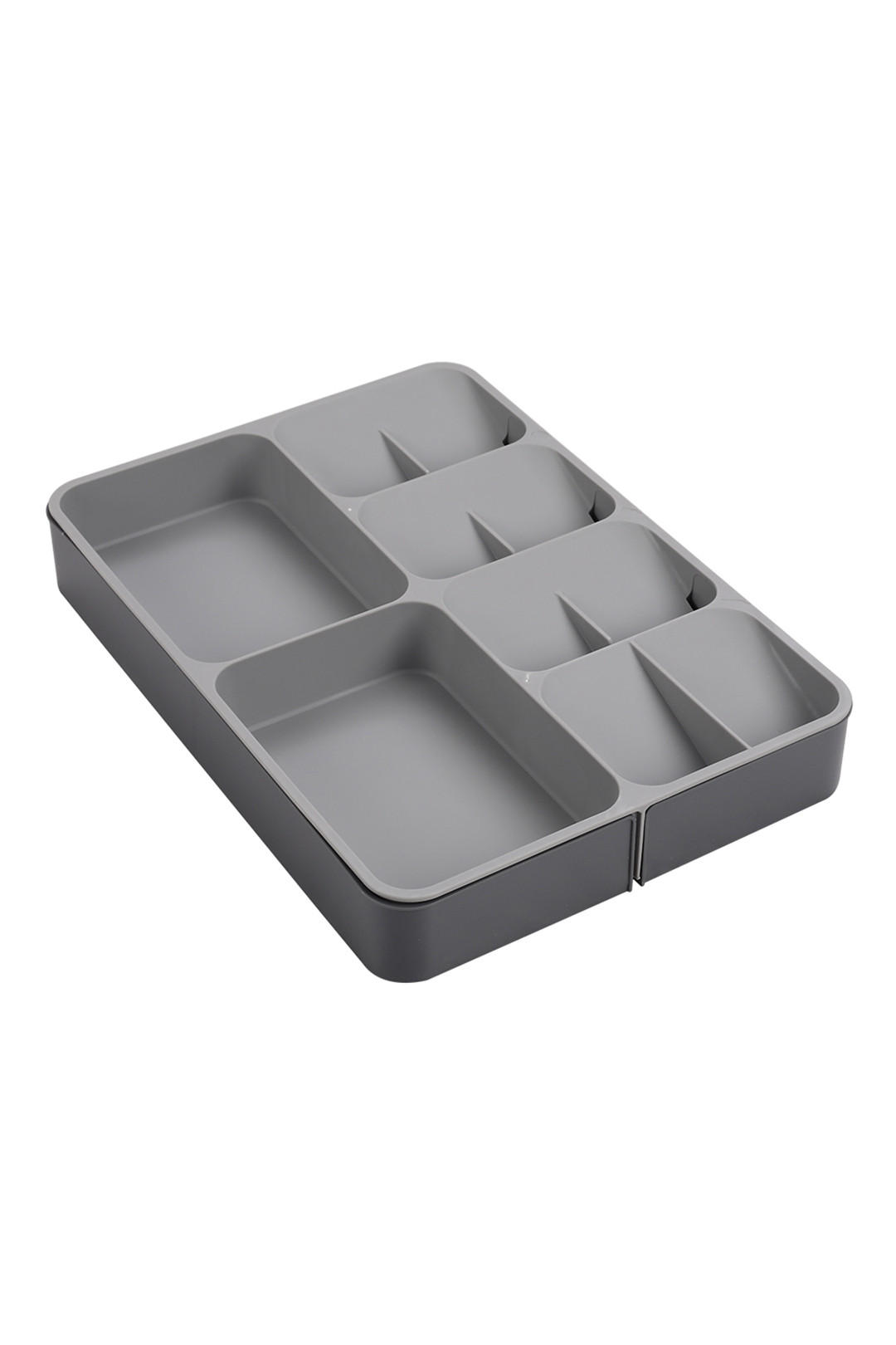 BESTECKORGANIZER Verstellbar für Schubladen aus PP in Grau Rechteckig Umweltfreundlich & ungiftig Ordnung schaffen 28 x 39 x 5,5 cm - Grau, Kunststoff (28/3.5/29cm) - Livingandhome