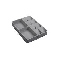 BESTECKORGANIZER Verstellbar für Schubladen aus PP in Grau Rechteckig Umweltfreundlich & ungiftig Ordnung schaffen 28 x 39 x 5,5 cm - Grau, Kunststoff (28/3.5/29cm) - Livingandhome