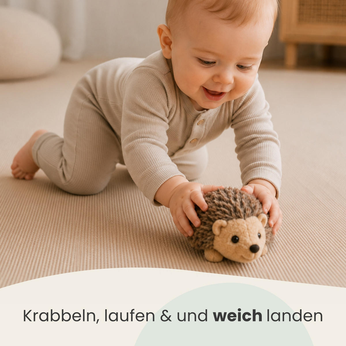 SPIELMATTE ab Null - 180/90/1 cm Puzzlematte Beige - Beige, Kunststoff (30/30cm) - Littletom