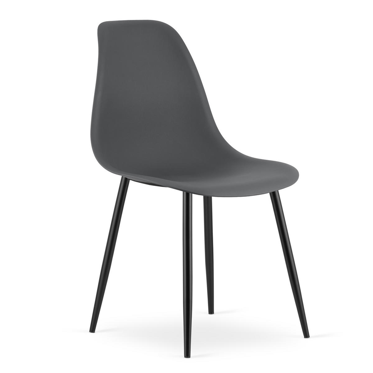 ESSZIMMERSTUHL 2-er Set KALEO dunkelgrauer Sitz, schwarze Beine - Dunkelgrau/Schwarz, Kunststoff (46/84/51cm) - Valora