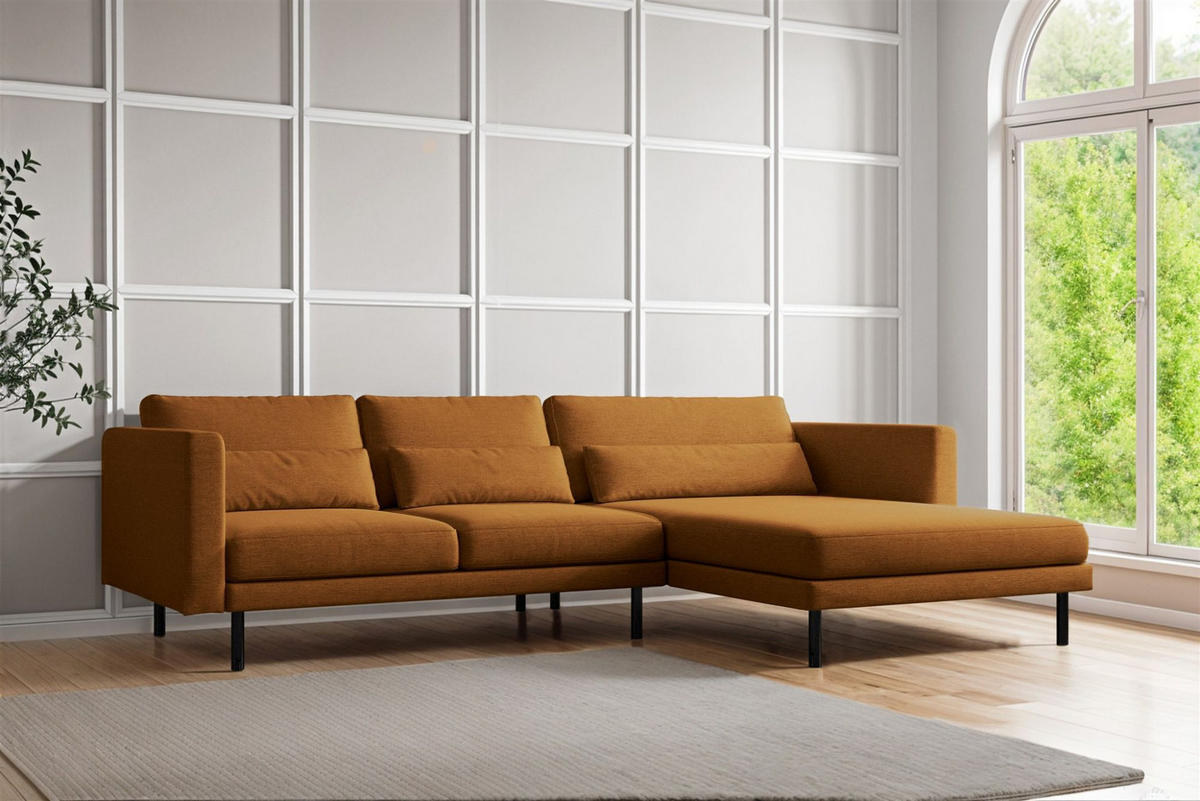 ECKSOFA Agada In Verita - Kupferfarben, Holzwerkstoff/Textil (281/174cm) - Fun Möbel