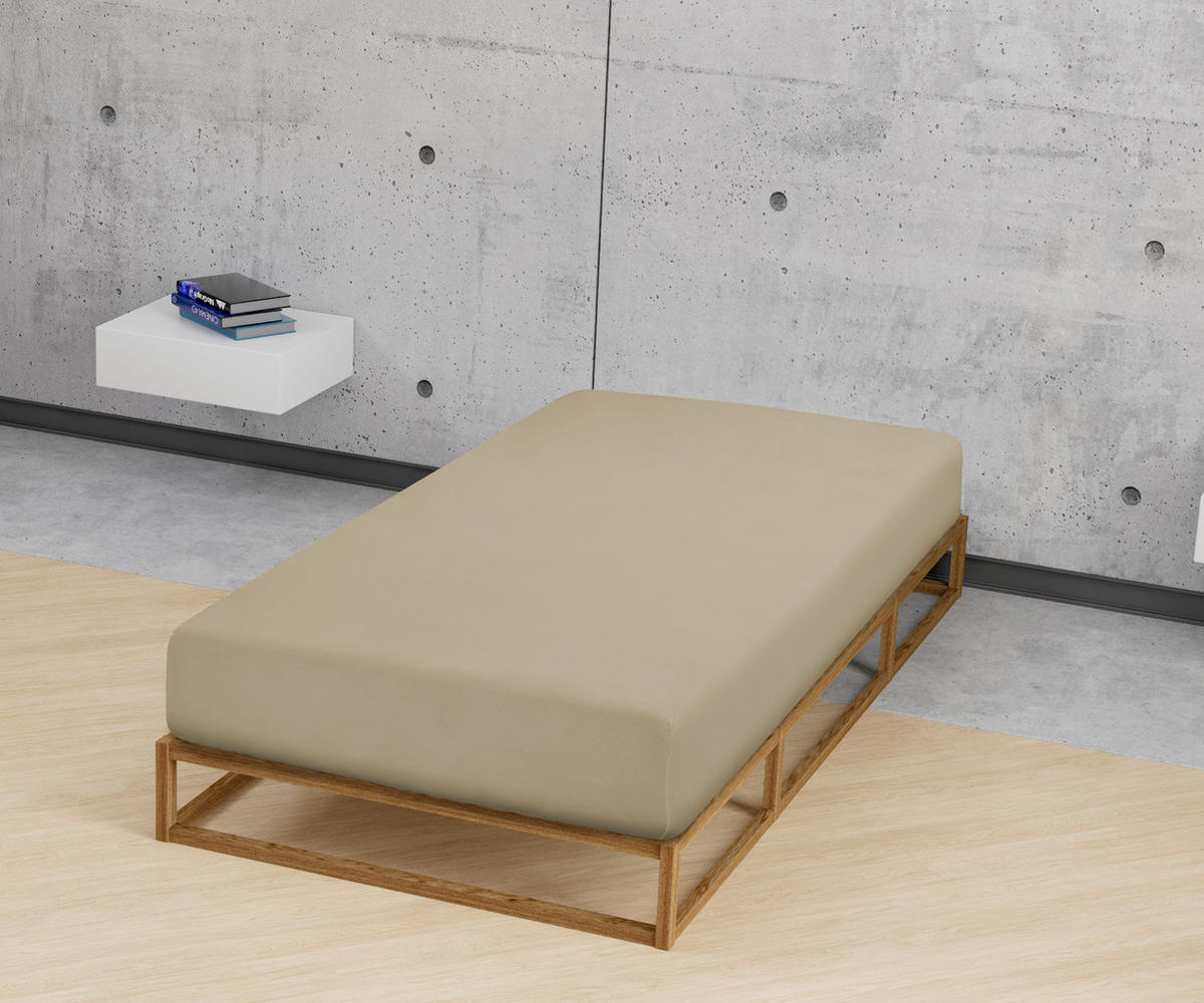 SPANNBETTTUCH Jersey taupe, 140x200 cm - 160x220 cm - Taupe, Textil (160/220cm) - biberna