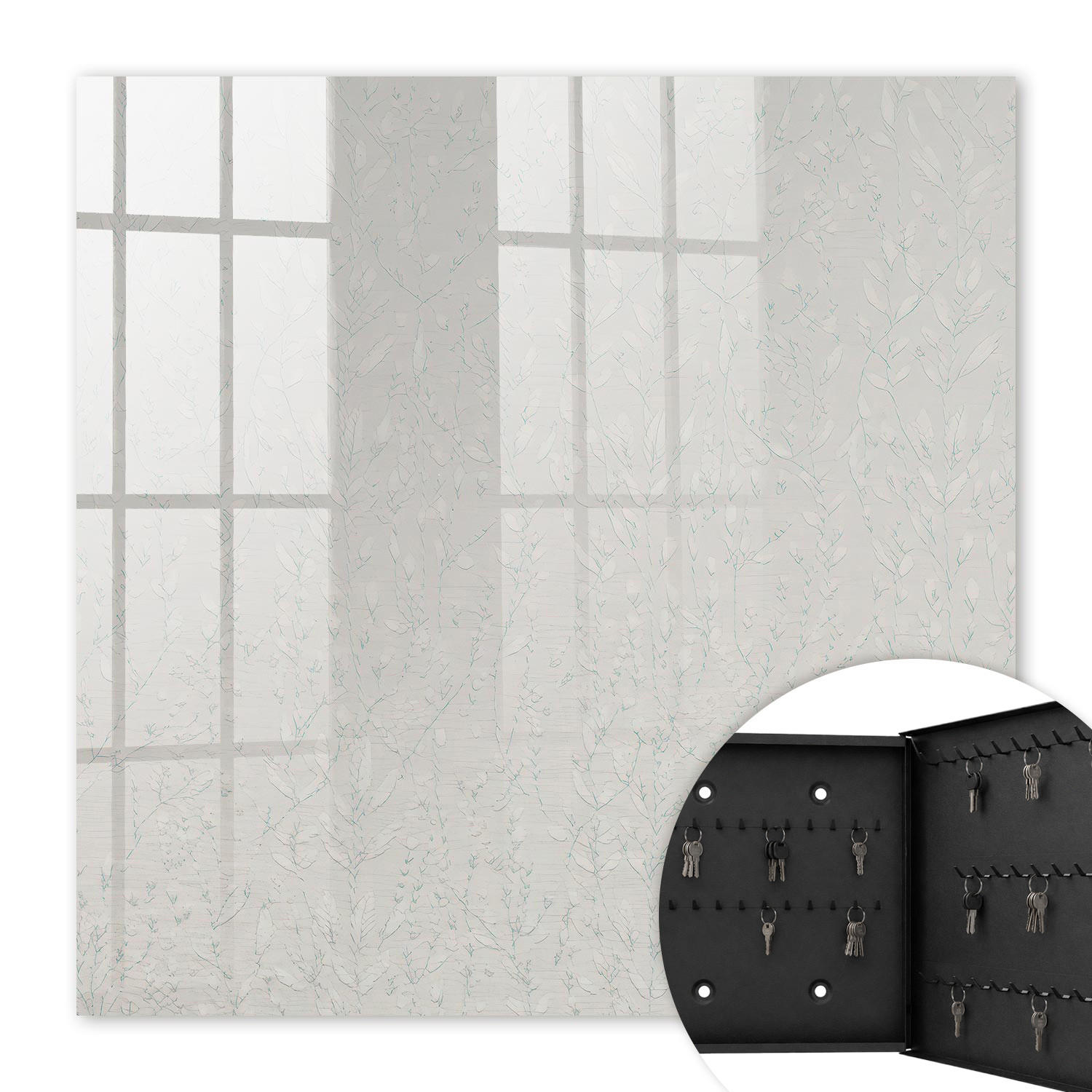 SCHLÜSSELBOX Schwarz 30x30 cm- Türöffnung nach rechts - Natürliche Eleganz - Beige, Metall (30/30/5cm) - TULUP
