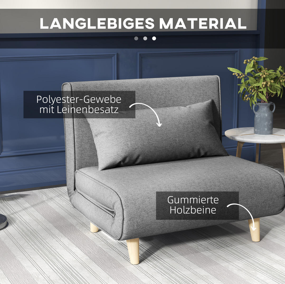 SCHLAFSOFA 2-in-1 verstellbar 94 x 78 x 80 cm Grau - Grau, Metall (78/80/94cm) - Meubliv