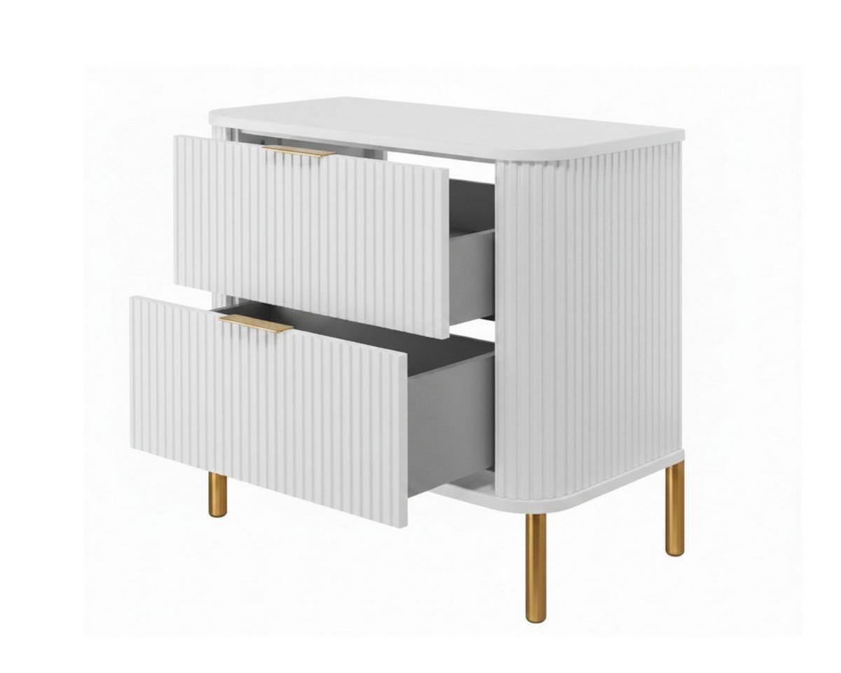 BADEZIMMERSCHRANK : Farbe Weiß, Griff gold, Füße gold, 60 x 41,5 x 66,7 cm - Goldfarben/Weiß, Holzwerkstoff (60/66.7/41.5cm) - 3XE LIVING