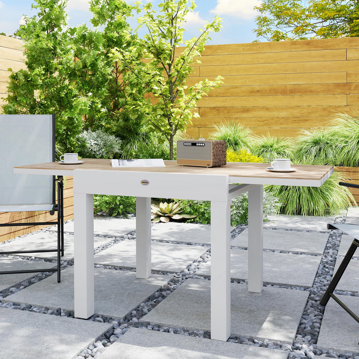 GARTENTISCH DE-14131 80/160 cm, für 6 Personen - Hellgrau, Metall (160/80/75cm) - ComfortXL