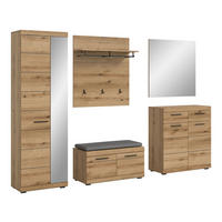 GARDEROBEN-SET inkl. Sitzkissen SCOUT 6-tlg. (B/H/T: ca. 272/197/40 cm) in Evoke Oak Nachbildung/Evoke Oak Nachbildung - Eichefarben, Holzwerkstoff (272/197/40cm)