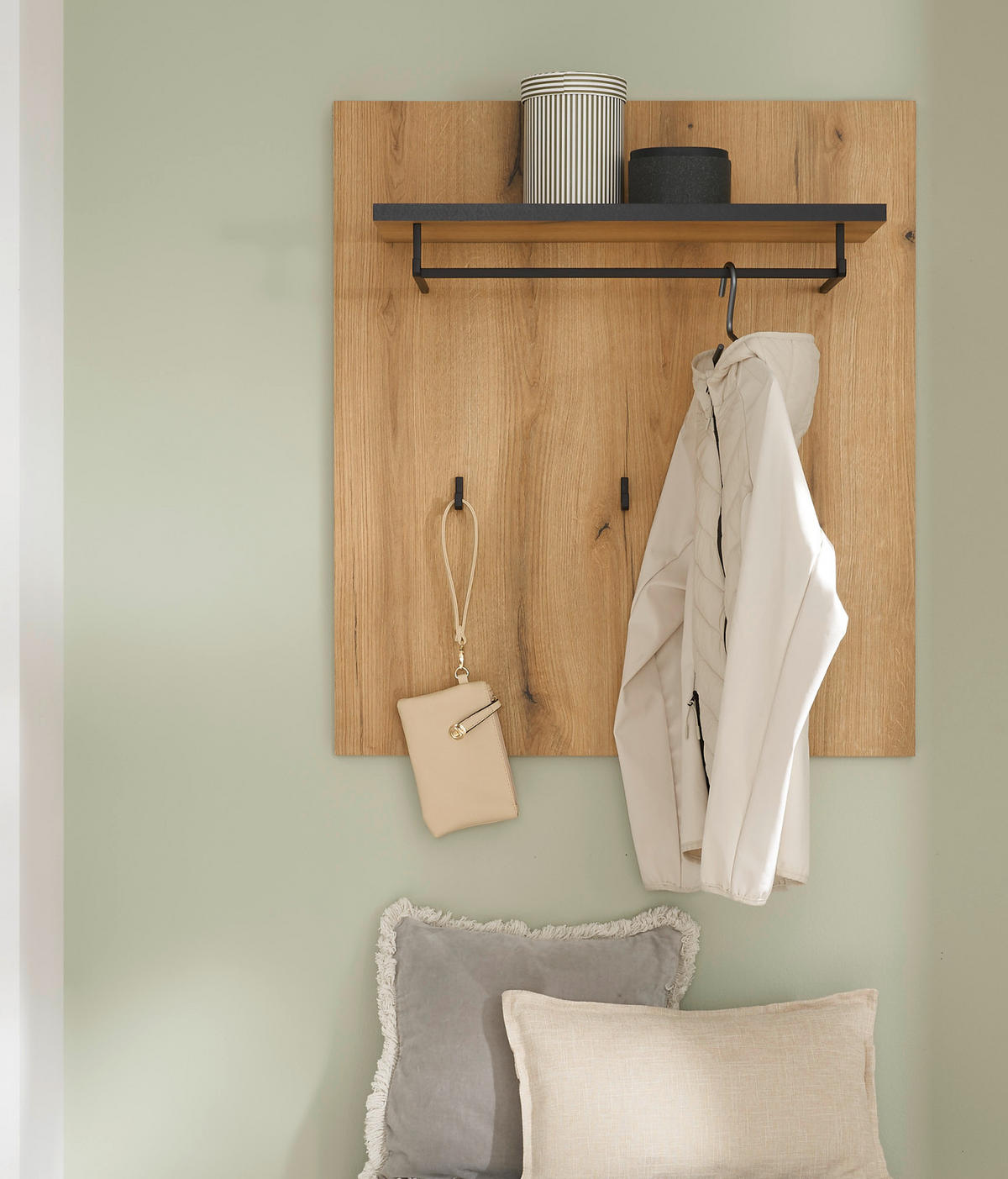 GARDEROBENPANEEL Evoke Eiche 79 cm, Wandgarderobe mit Kleiderstange - Eichefarben, Holzwerkstoff/Metall (79/89/25cm) - Furn.Design