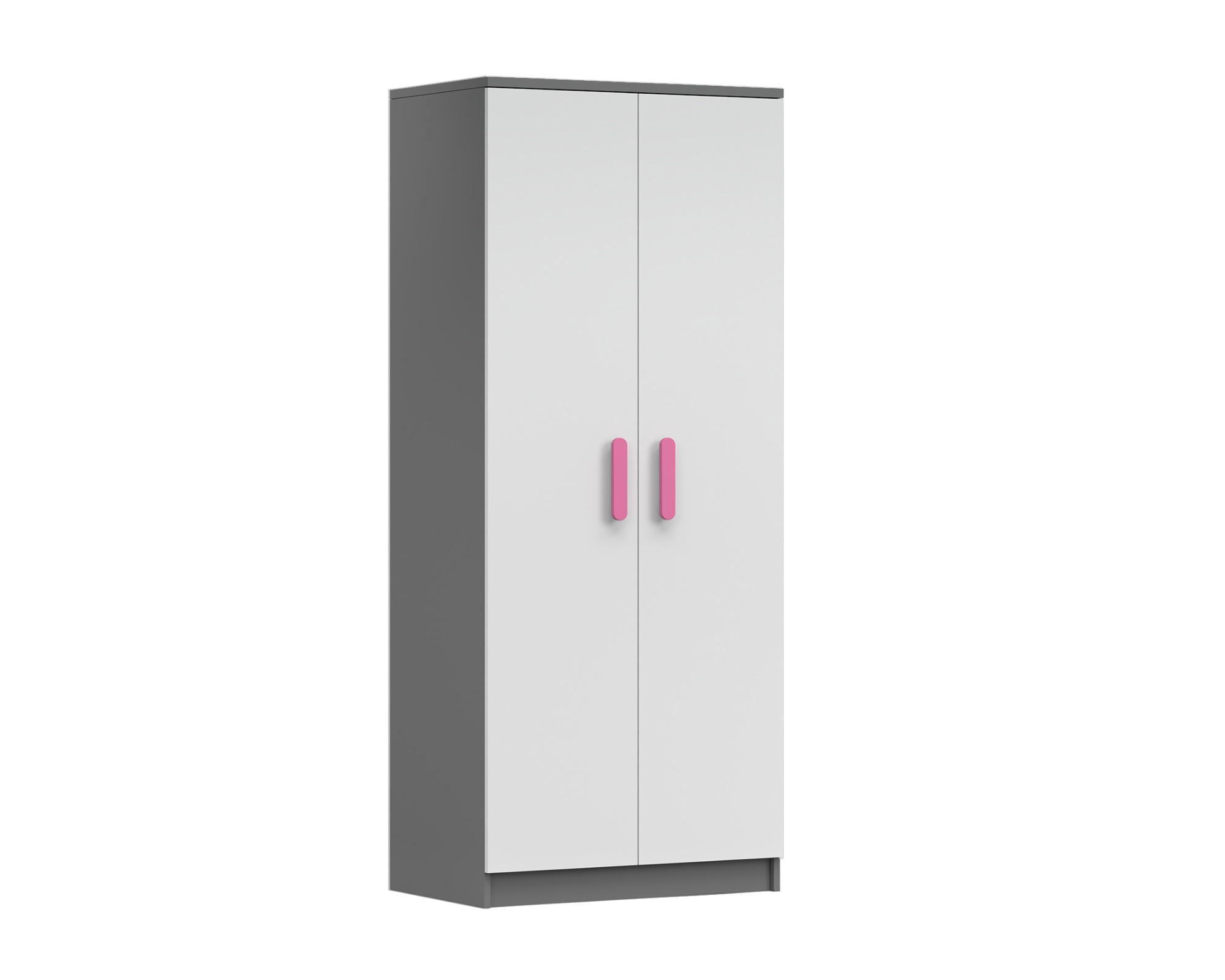KINDERKLEIDERSCHRANK INGE 06 80/193/50 cm Weiß+Grau/Rosa - Weiß/Rosa, Holzwerkstoff (80/192/50cm) - Deine Möbel 24