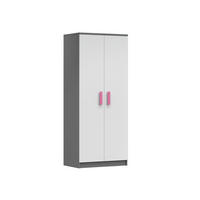 KINDERKLEIDERSCHRANK INGE 06 80/193/50 cm Weiß+Grau/Rosa - Weiß/Rosa, Holzwerkstoff (80/192/50cm) - Deine Möbel 24