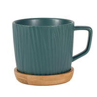 TEETASSE 230 ml mit Holz Untersetzer - Grün, Keramik (0.23L) - Intirilife