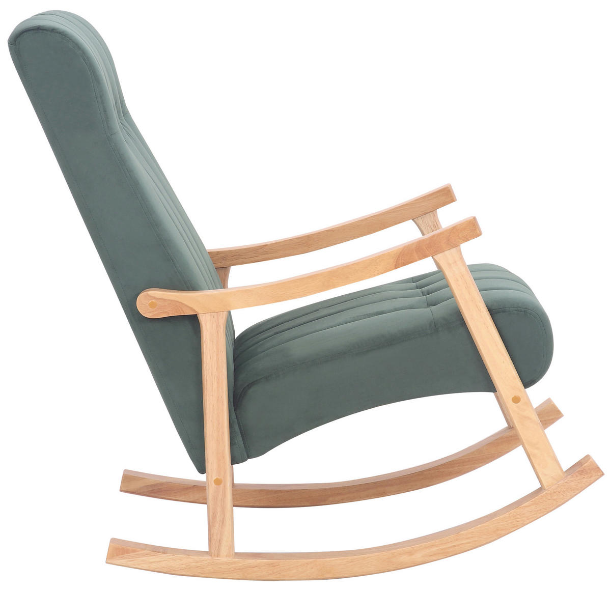 SCHAUKELSTUHL Sarti Samt, Gestell Kautschukholz natur Natura/Grün - Naturfarben/Grün, Holz/Textil (62/98/92cm) - TPFLiving