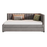 POLSTERBETT Einzelbett 140/200 cm aus Samt mit ausziehbarem Unterbett Grau - Grau, Leder (140/200cm) - Modenvie