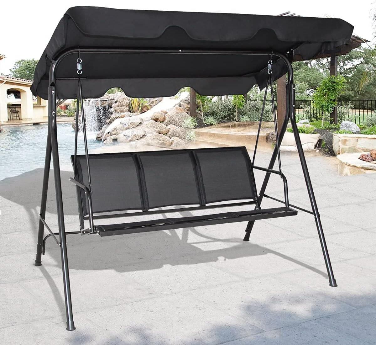 HOLLYWOODSCHAUKEL Gartenschaukel Schwarz - Schwarz, Metall (110/155/170cm) - COSTWAY