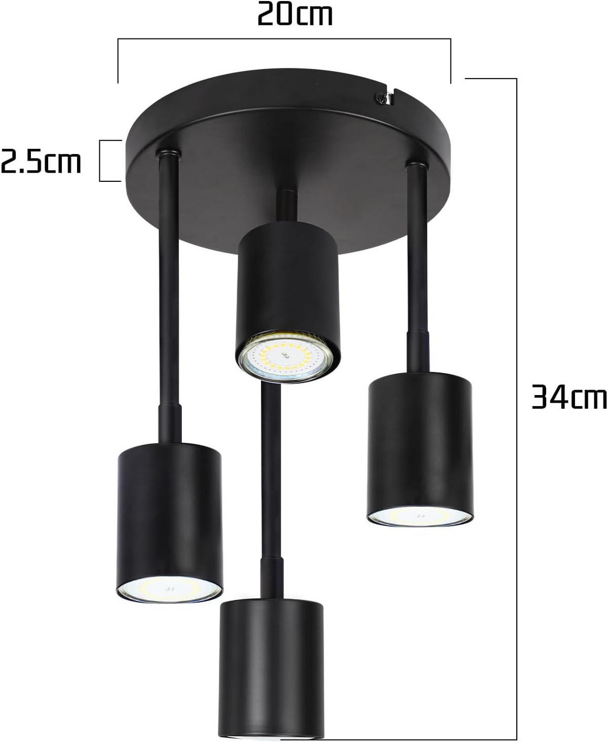 DECKENLEUCHTE Fioralyn 20/20/34 cm - Schwarz, Metall (20/20/34cm) - ZMH