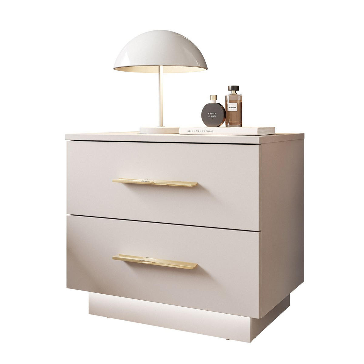 NACHTTISCH LINA KASCHMIR II mit goldenen Chromgriffen - Kaschmir, Holzwerkstoff (55/50/37cm) - Lookway