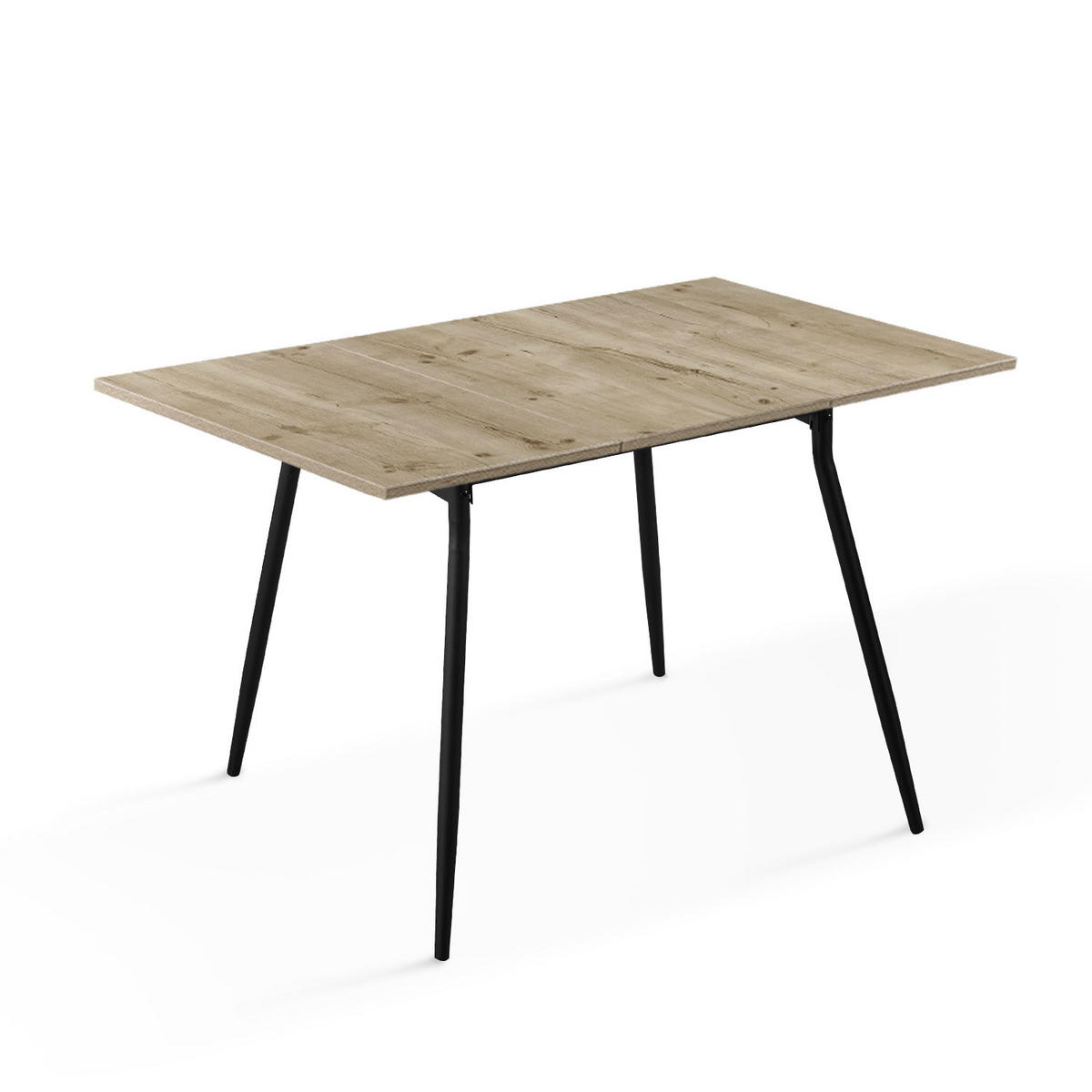 ESSTISCH JONTE 80-120/80/76 cm - Schwarz/Eiche San Remo, Holzwerkstoff/Metall (80/80/76cm) - B&D Home
