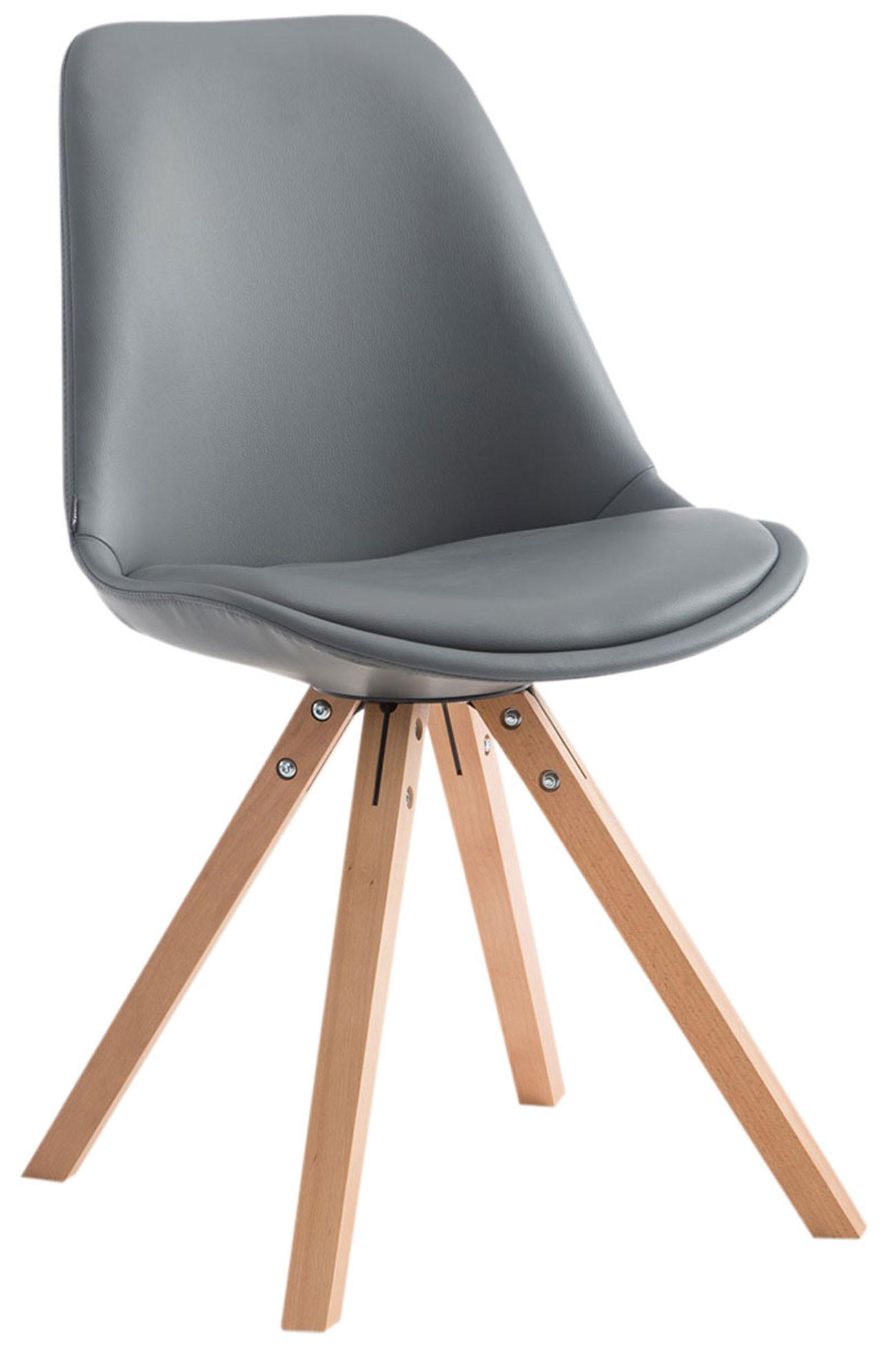 STUHL Lederlook grau - Eukalyptusholzfarben/Grau, Holz/Textil (47.5/83.5/55.5cm) - CLP